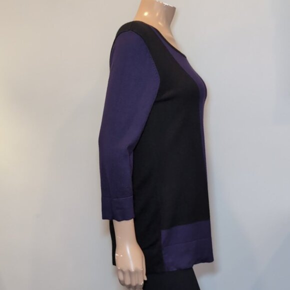 Windsmoor Color Block Sweater Cropped Sleeve Lightweight Tunic Size Small Purple - Picture 6 of 10